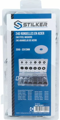 STILKER acélalátét-készlet, 6 × 20–12 × 32 mm, 240 db (76201)