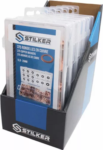 STILKER réz injektoralátét-készlet, 13,8–20 mm külső átmérő, 375 db (76207)