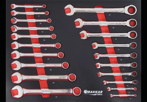 DRAKKAR 7 fiókos szerszámkocsi, 176 szerszámmal, karbonmintás betétekkel (83880)
