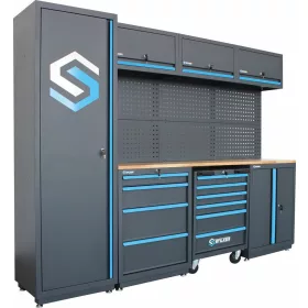   STILKER 4 részes műhelybútor 25 mm fa munkalappal és 147 szerszámmal (84080)