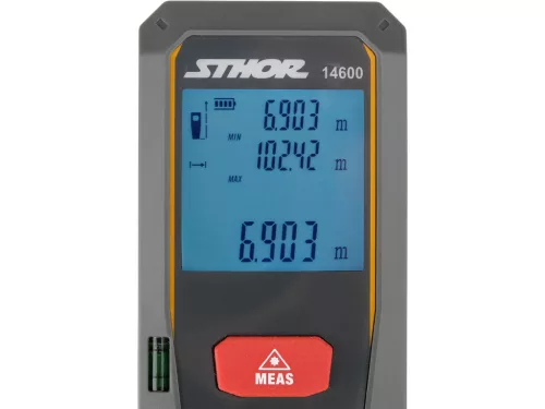 STHOR Lézeres távolságmérő 0,05–40 m, ±2 mm pontossággal, 99 méréses memóriával (14600)