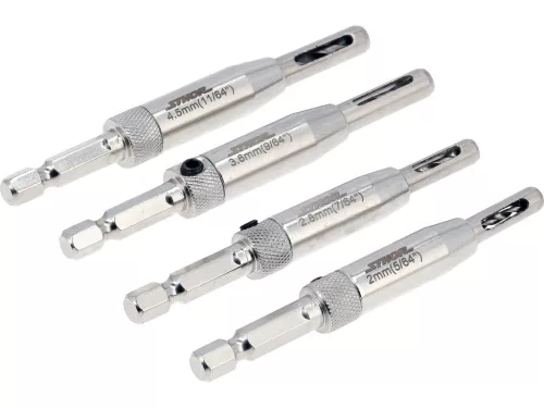 STHOR Önközpontosító fúró készlet 4 részes, 2–4,5 mm, 1/4” HEX (22750)