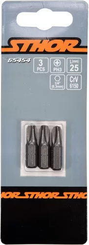 STHOR Bitkészlet 3 darab 1/4 PH3X25mm (65454)