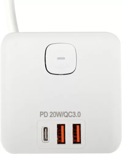STHOR Konnektor elosztó kocka 3 földelt aljzattal, 20 W USB gyorstöltéssel, 1,5 m kábellel (72480)