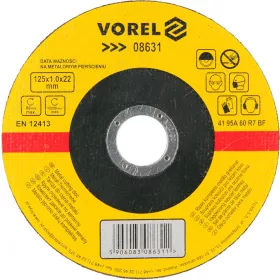 VOREL Csiszolótárcsa fémhez 125x1x22 (08631)
