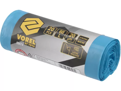 VOREL Füles szemeteszsák 60 l, 20 µm, 20 db (09474)