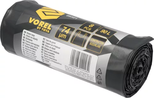 VOREL Sittes zsák / építési hulladékzsák fülekkel, 90 literes, 74 µm, 8 darab (09501)