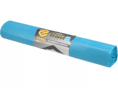 VOREL Szelektív hulladékgyűjtő zsák papírhoz 120 l, 40 µm, 10 db (10011)