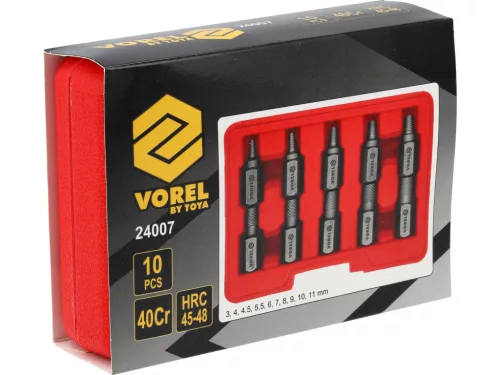 VOREL Sérült csavarkihajtó készlet, 10 darabos (24007)