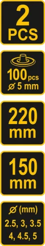 VOREL Bőrlyukasztó és bőrszegecselő fogó + 100 db szegecs (43603)