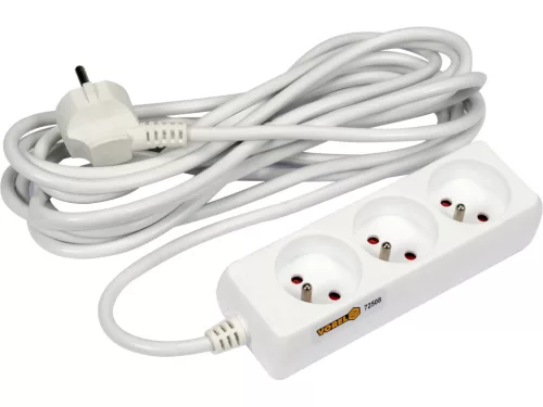 VOREL Elektromos hosszabbító 3-as elosztó, fehér 1,5 m (72508)