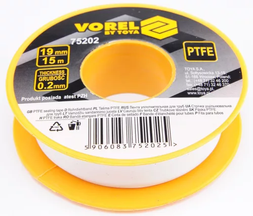 VOREL Teflonszalag 19mm x 0,02 mm x 15 m (75202)