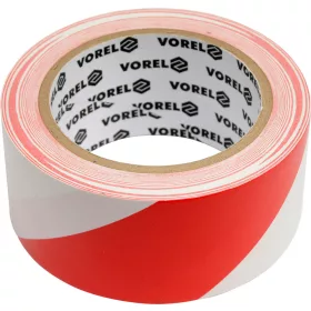   VOREL Jelzőszalag öntapadós piros-fehér 48 mm x 33 m PVC (75230)