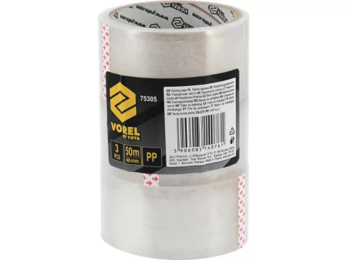 VOREL Csomagolószalag PP, átlátszó, 3 db, 48 mm x 50 m (75305)