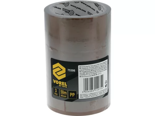 VOREL Csomagolószalag PP, barna, 3 db, 48 mm x 50 m (75306)