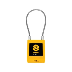   VOREL Kábeles lakat flexibilis rozsdamentes acélkábellel, 3,2 × 175 mm, nylon bevonattal, 2 kulccsal (77105)