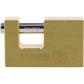   VOREL Lakat sárgaréz testtel, csapos zárral, 65 mm, 3 kulccsal (77211)