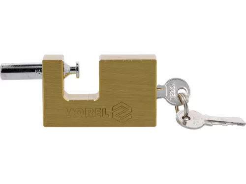 VOREL Lakat sárgaréz testtel, csapos zárral, 65 mm, 3 kulccsal (77211)