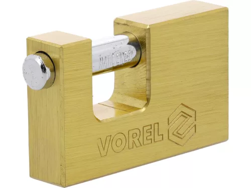 VOREL Lakat sárgaréz testtel, csapos zárral, 75 mm, 3 kulccsal (77212)