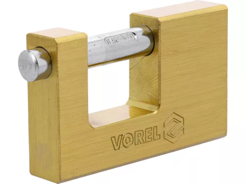 VOREL Lakat sárgaréz testtel, csapos zárral, 90 mm, 3 kulccsal (77213)