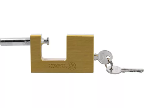 VOREL Lakat sárgaréz testtel, csapos zárral, 90 mm, 3 kulccsal (77213)