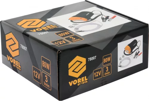 VOREL Motorolaj-leszívó szivattyú 12 V, 80 W, max. 3 l/perc (78007)