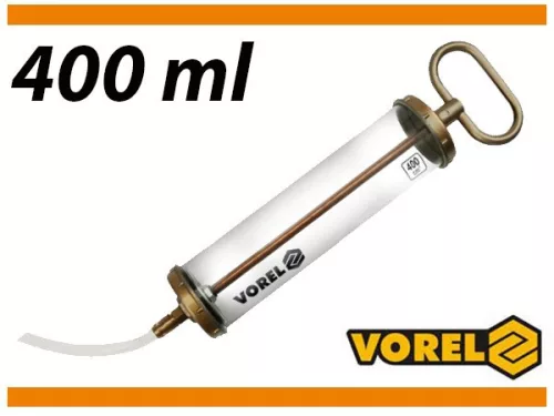 VOREL Olajleszívó és adagoló fecskendő, kézi, 400 ml, 230 mm-es tömlővel (78031)