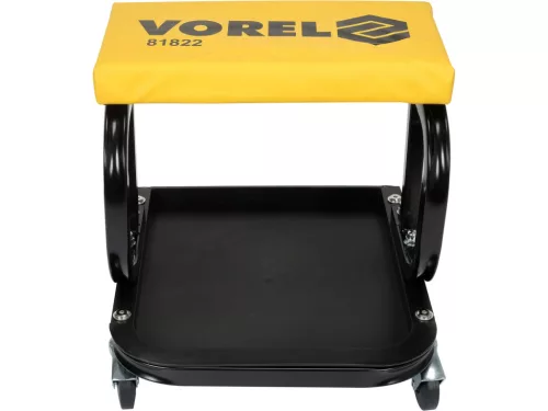 VOREL Gurulós műhelyülőke acél vázzal, vinil ülőfelülettel, 115 kg teherbírássaly (81822)