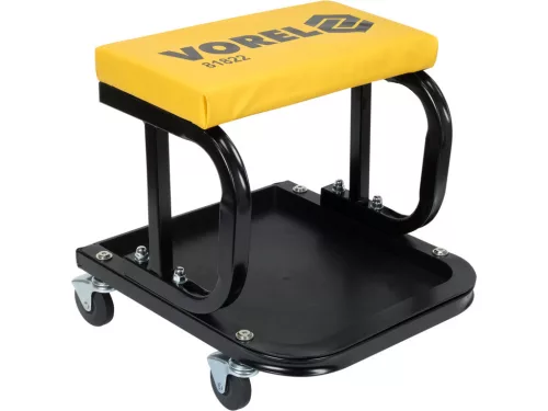 VOREL Gurulós műhelyülőke acél vázzal, vinil ülőfelülettel, 115 kg teherbírássaly (81822)