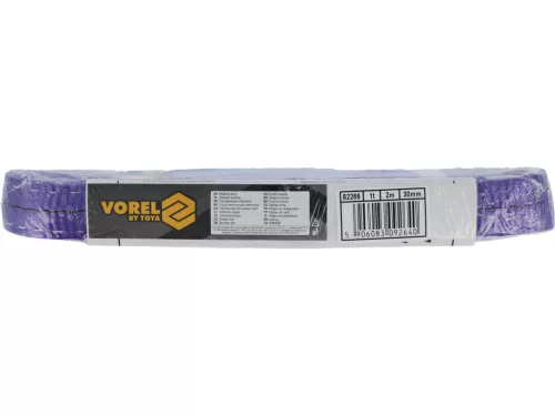 VOREL Emelőheveder kétrétegű poliészterből, 1 t, 2 méter, 30 mm, EN 1492-1 (82266)