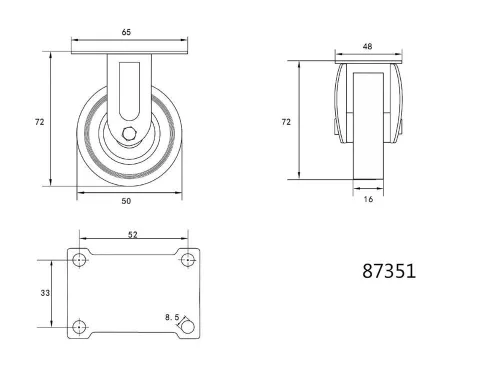 VOREL Ipari kerék fix 50mm (87351)