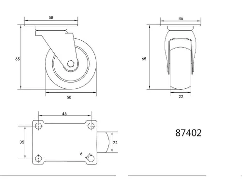 VOREL Ipari kerék forgós 50mm 25kg (87402)