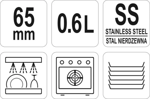 YATO Tálca INOX, GN1 / 9, 65mm, 0,6 l (YG-00295)