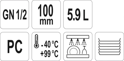 YATO Műanyag tartály Vendéglátási, GN1 / 2 100mm (YG-00401)