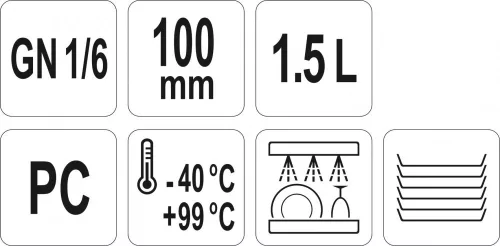 YATO Műanyag tartály Vendéglátási, GN1 / 6, 100 mm (YG-00426)