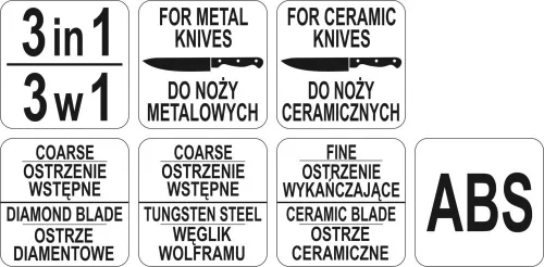 YATO Késélező acél és kerámia késekhez, 3 fokozatú (YG-02351)