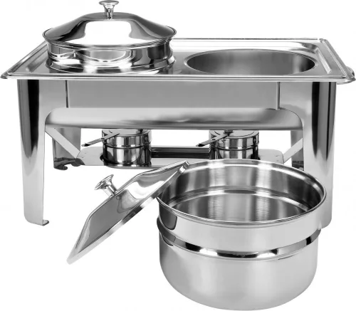 YATO Kétüstös büfé ételmelegítő 2 × 4,5 l, fedőkkel és égőpaszta-tartókkal (YG-04125)
