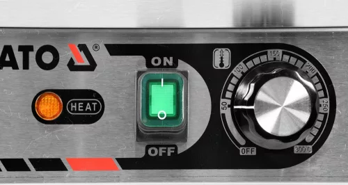 YATO Elektromos bordázott panini kontaktgrill öntöttvas sütőlapokkal, 2200 W, 50–300 °C (YG-04557)