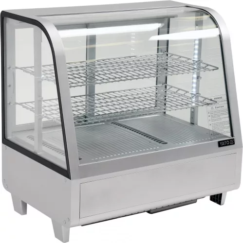 YATO Pultra helyezhető süteményhűtő vitrin 100 l, 0–12 °C, ívelt üveggel (YG-05022)