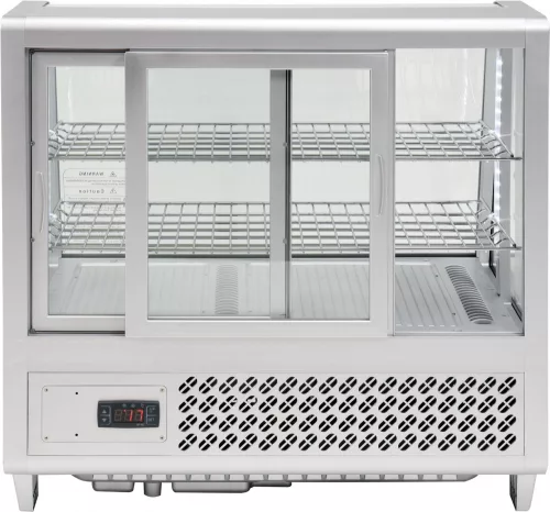 YATO Pultra helyezhető süteményhűtő vitrin 100 l, 0–12 °C, ívelt üveggel (YG-05022)