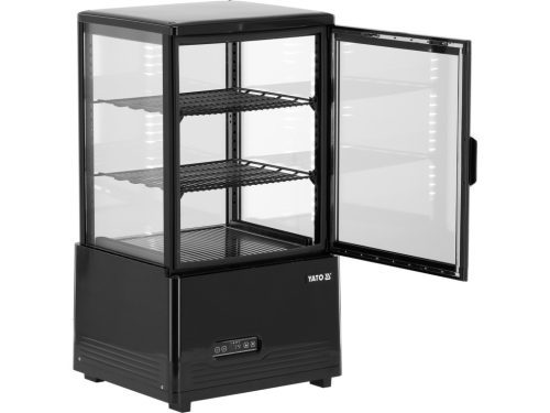 YATO  Nagykonyhai ipari  ÁLLÍTHATÓ VITRINES HŰTŐ, 59 Liter 46x41x82 cm, fekete (YG-05050)