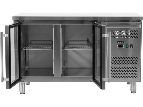 YATO Nagykonyhai ipari GN hűtött munkaasztal, 2 ÜVEGAJTÓ (YG-05252)