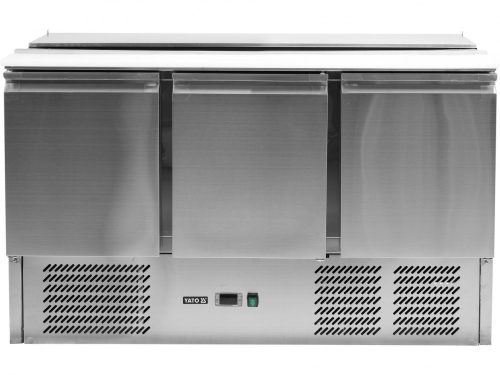 YATO Nagykonyhai ipari hűtött munkaasztal, salátahűtő, 368 Liter, 3 AJTó (YG-05290)