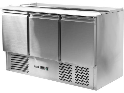 YATO Nagykonyhai ipari hűtött munkaasztal, salátahűtő, 368 Liter, 3 AJTó (YG-05290)