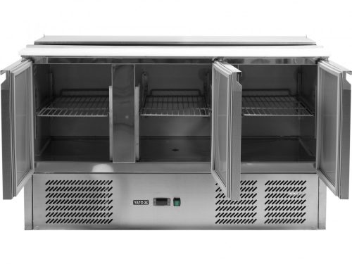 YATO Nagykonyhai ipari hűtött munkaasztal, salátahűtő, 368 Liter, 3 AJTó (YG-05290)