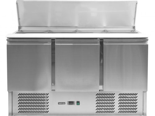 YATO Nagykonyhai ipari hűtött munkaasztal, salátahűtő, 368 Liter, 3 AJTó (YG-05290)