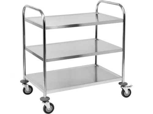 YATO Gasztro felszolgálókocsi három rozsdamentes polccal, 50 kg/polc, 860 × 530 × 950 mm (YG-09091)