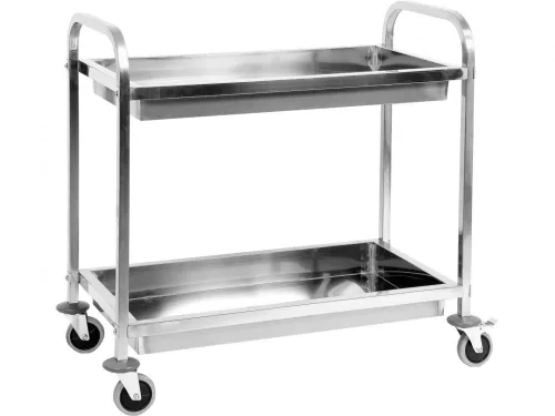 YATO Gasztro szervizkocsi két mély rozsdamentes polccal, 45 kg/polc, 950 × 500 × 950 mm (YG-09099)