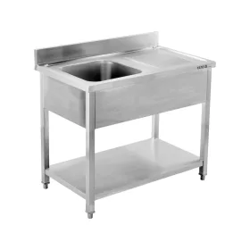   YATO Rozsdamentes inox gasztro munkaasztal mosogatóval, 1000 x 600 x 850 mm (YG-30900)