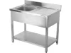 YATO Rozsdamentes inox gasztro munkaasztal mosogatóval, 1000 x 600 x 850 mm (YG-30900)